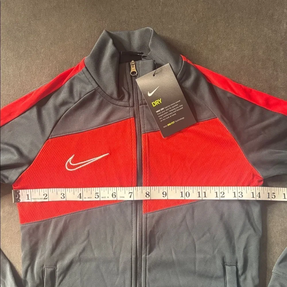 Nike Youth Unisex Athletic Training Jacket Gray Red Dri-Fit Full Zip Size S NWT